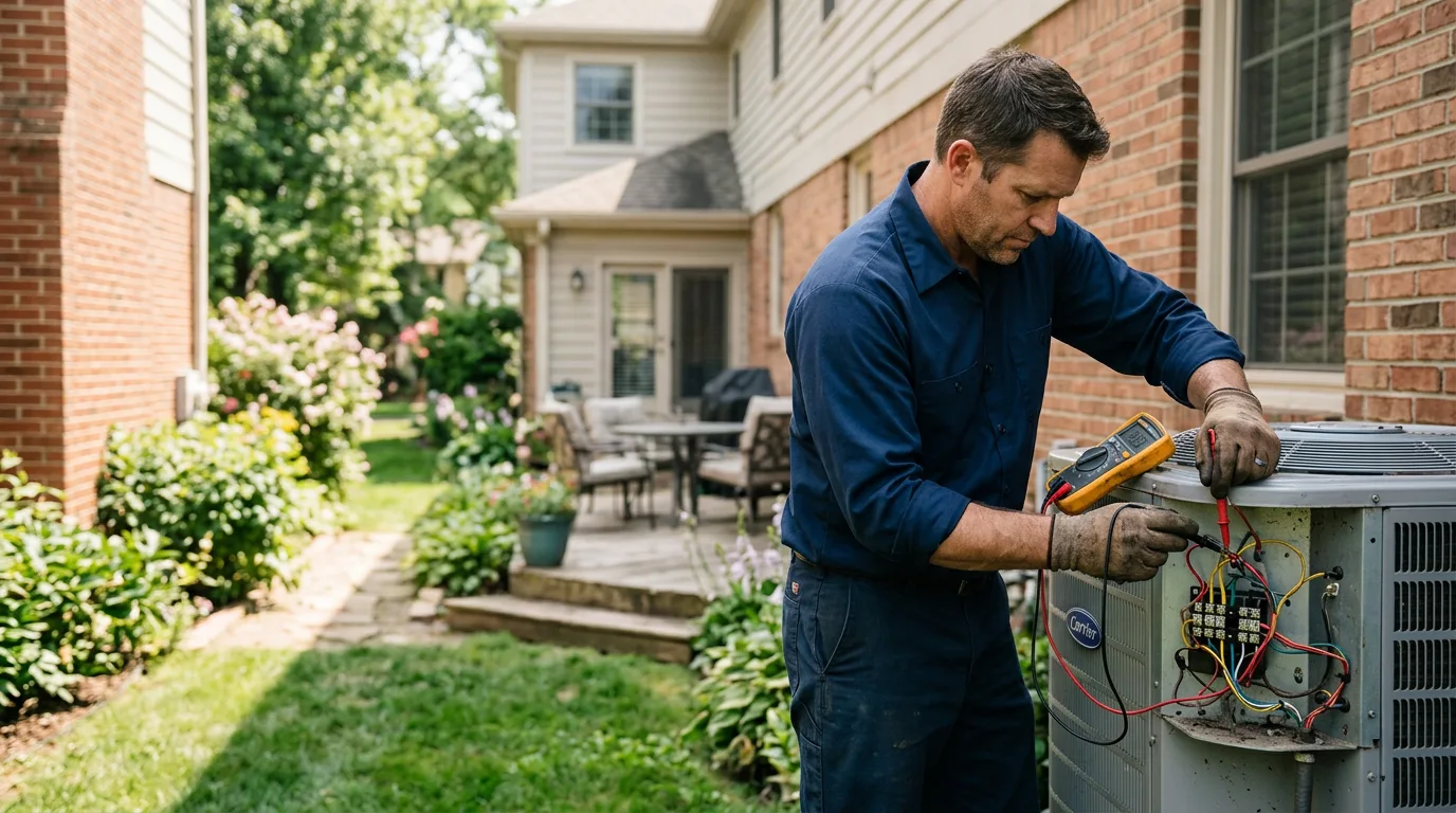 HVAC technician working near Monroe Center, IL